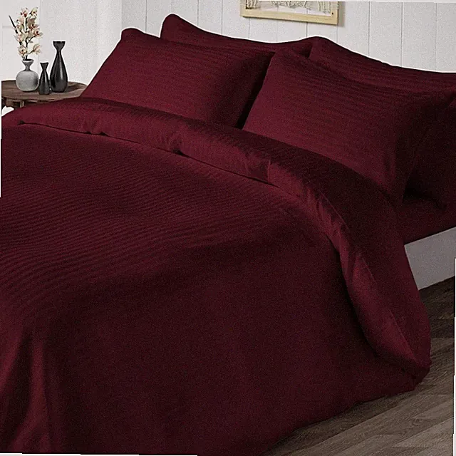 1000-1200 TC 100% COTTON 3 PCs DUVET SET+FLAT SHEET STRIPE COLORS US SIZES