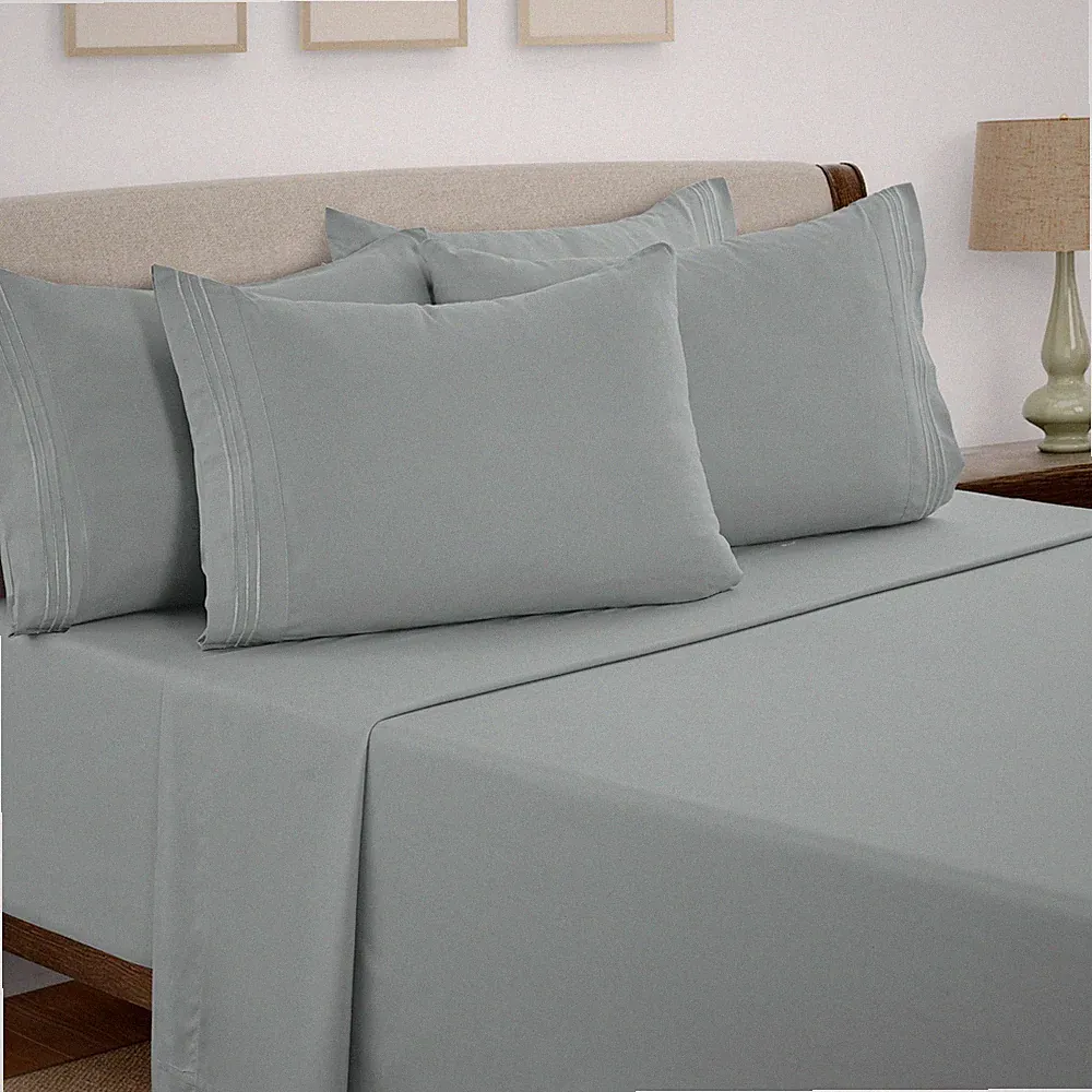 6 Piece Bed Sheet Set 1800 Series Microfiber Comfort Deep Pocket Hotel Bed Sheet