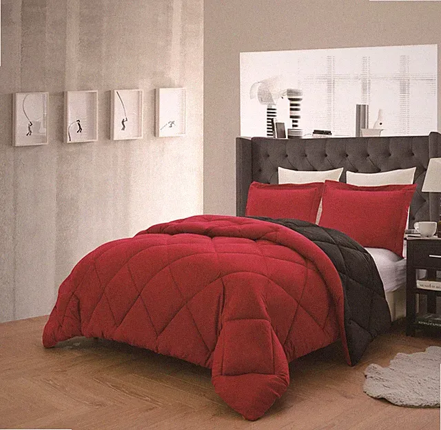 Empire Down Alternative Reversible Comforter And Pillow Shams 3-PC Set 15 Colors