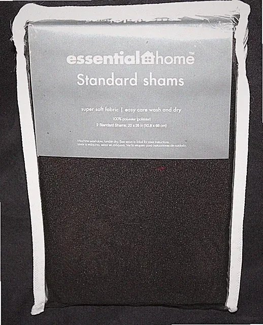 Essential Home Super Soft Fabric Standard Shams - Black/Red