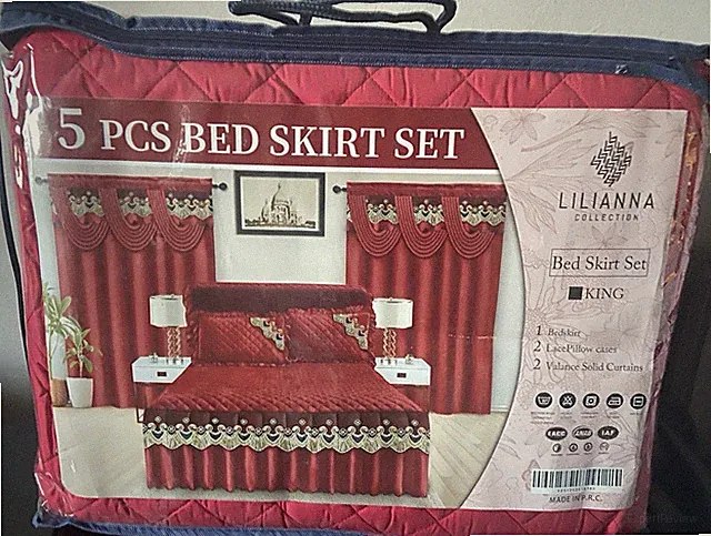Lilianna Collections Red Bed Skirt Set - 5 Piece King