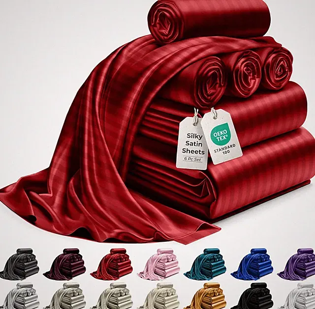 Luxury Satin Bedding Set - Silky Sheets Deep Pocket Wrinkle-Free Skin-Friendly