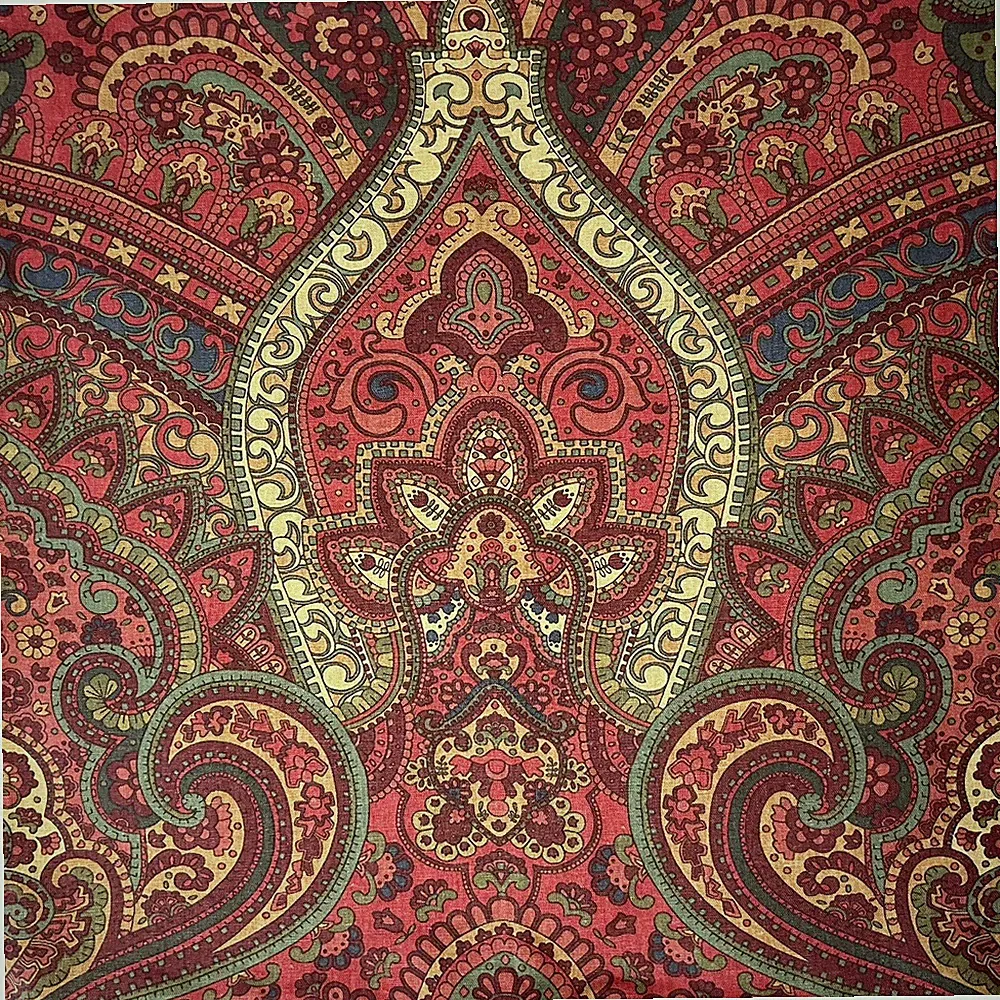 Pottery Barn Mira Red Paisley Cotton Linen Euro 24 x 24 Pillow Shams Set of 2