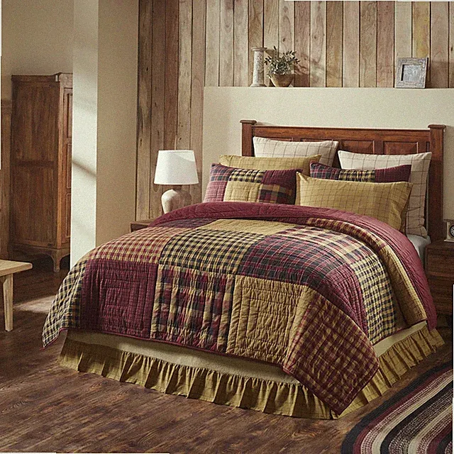 Primitive King Quilt Set Red Connell Cotton VHC Brands VHC Brands