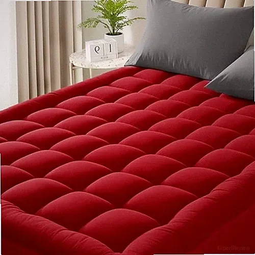 Quilted Mattress Pad Pillow Top Mattress Cover Protector Cooling Soft King Red